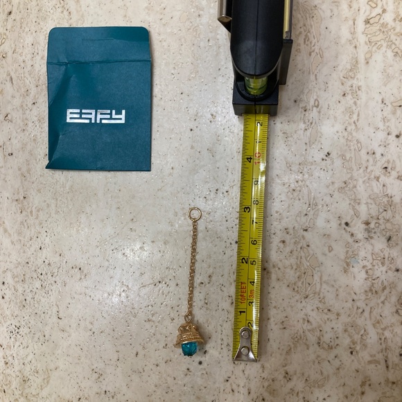 EFFY Bells Handbag Charm Collection Gold Tone Bell on Chain with Teal Crystal - Picture 2 of 2